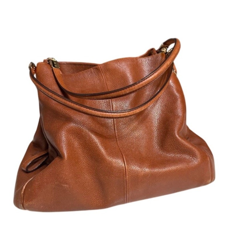 Coach Madison Phoebe Leather Shoulder Bag Pebbled Brown Hobo Handbag 26224