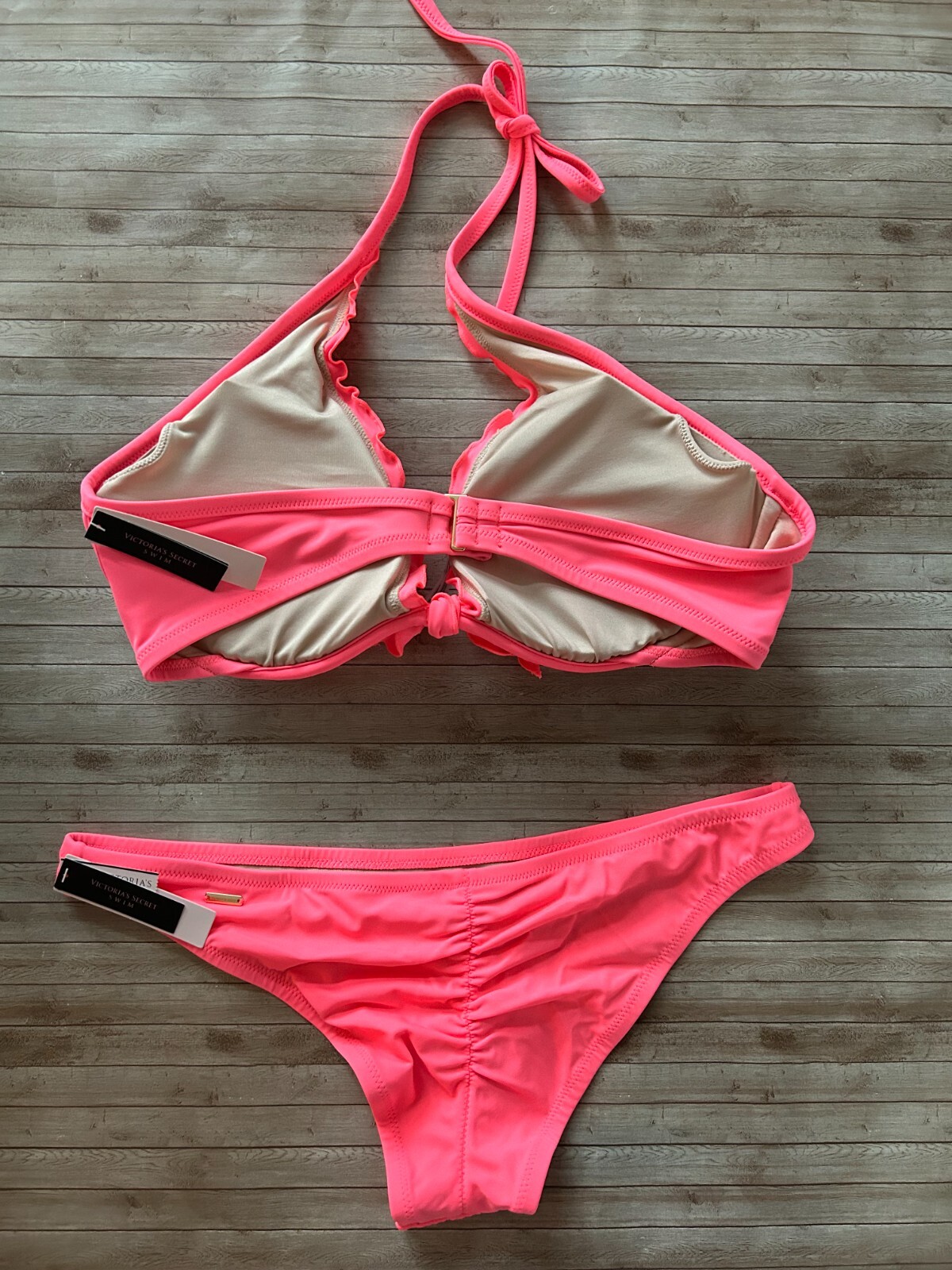 Nwt Victorias Secret Capri Ruffle Swim Bikini Top 38C & Zuma Itsy Bottom 2 Pc Lg