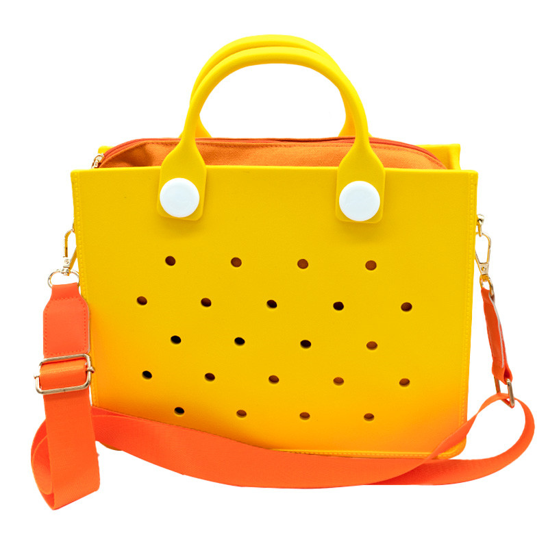 Waterproof EVA Rubber Tote Bag Women Washable Beach Handbag Shoulder Strap Trave