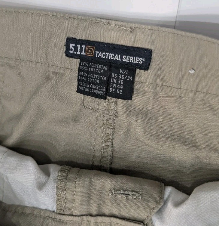 5.11 Tactical Taclite Pro Ripstop Cargo Pants Khaki 36×34 Stretch Waist Pristine