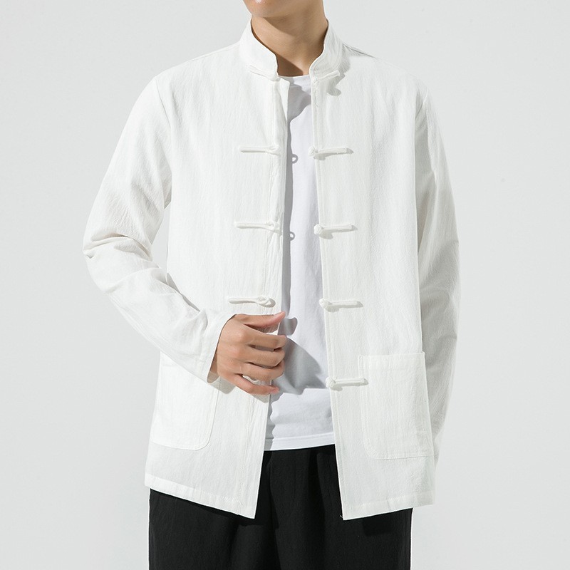 Men’s Chinese style casual long sleeved Tang shirt, Chinese retro shirt
