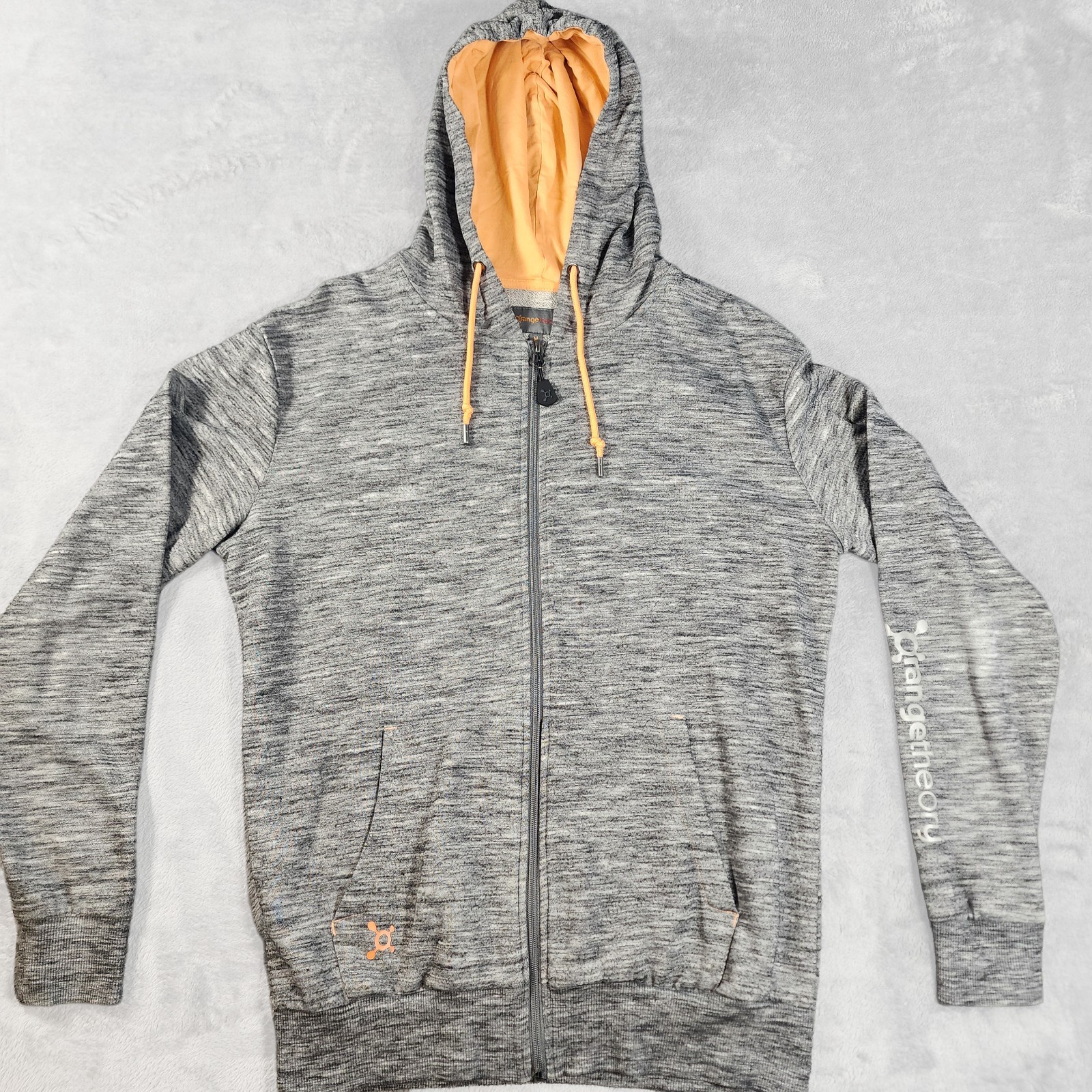 Orangetheory Fitness Medium Heather Grey Orange Full-Zip Active Gym Hoodie