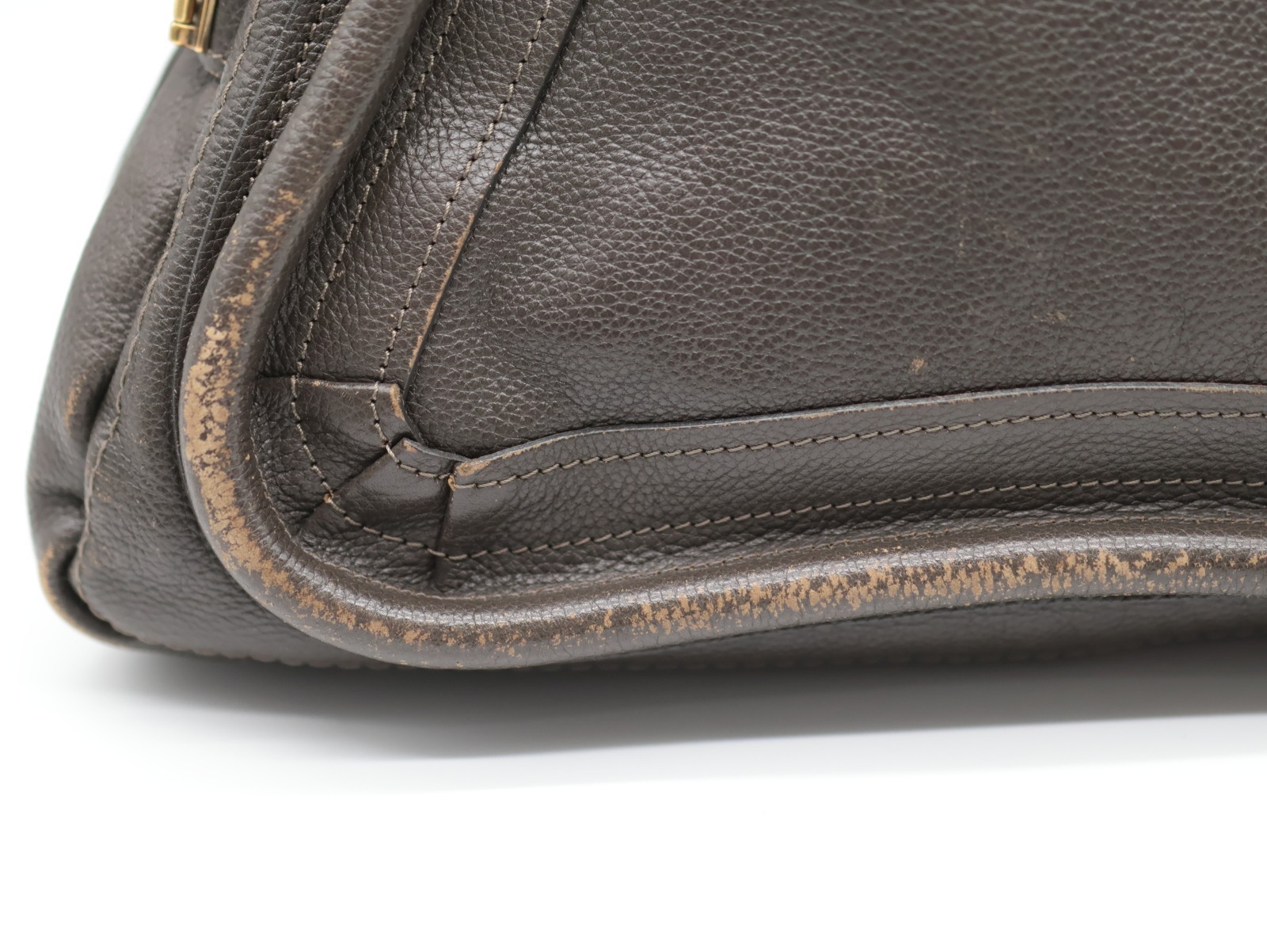 Chloe Paraty Hand Bag Gray Leather Authentic