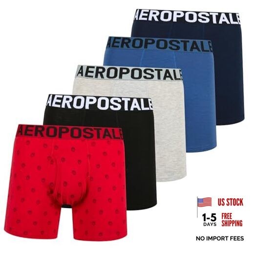 Men’s Underwear 5 Pack Boxer Briefs for Men Large Red