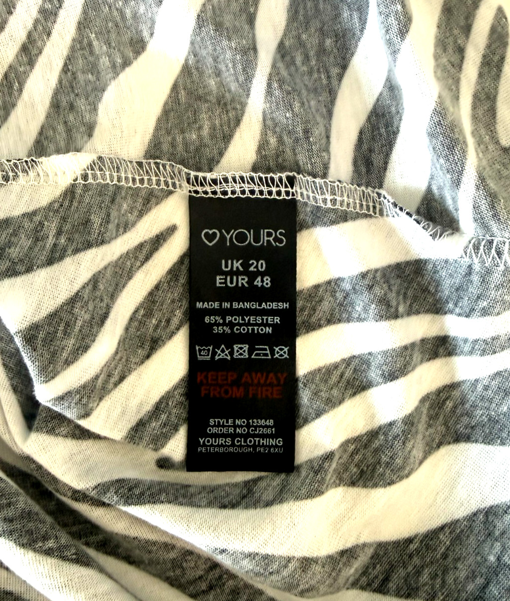 Yours Clothing Zebra Print Cold Shoulder Cowl Neck Blouse Top Plus Size 20