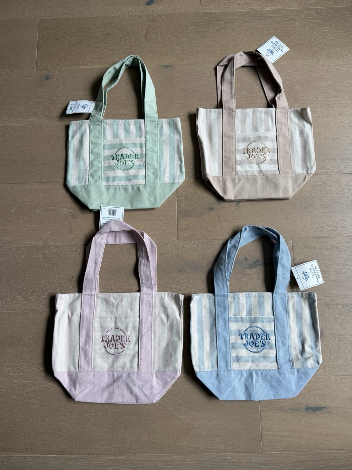 TRADER JOES MINI STRIPED BAGS – NEW WITH TAGS! Set of 4!