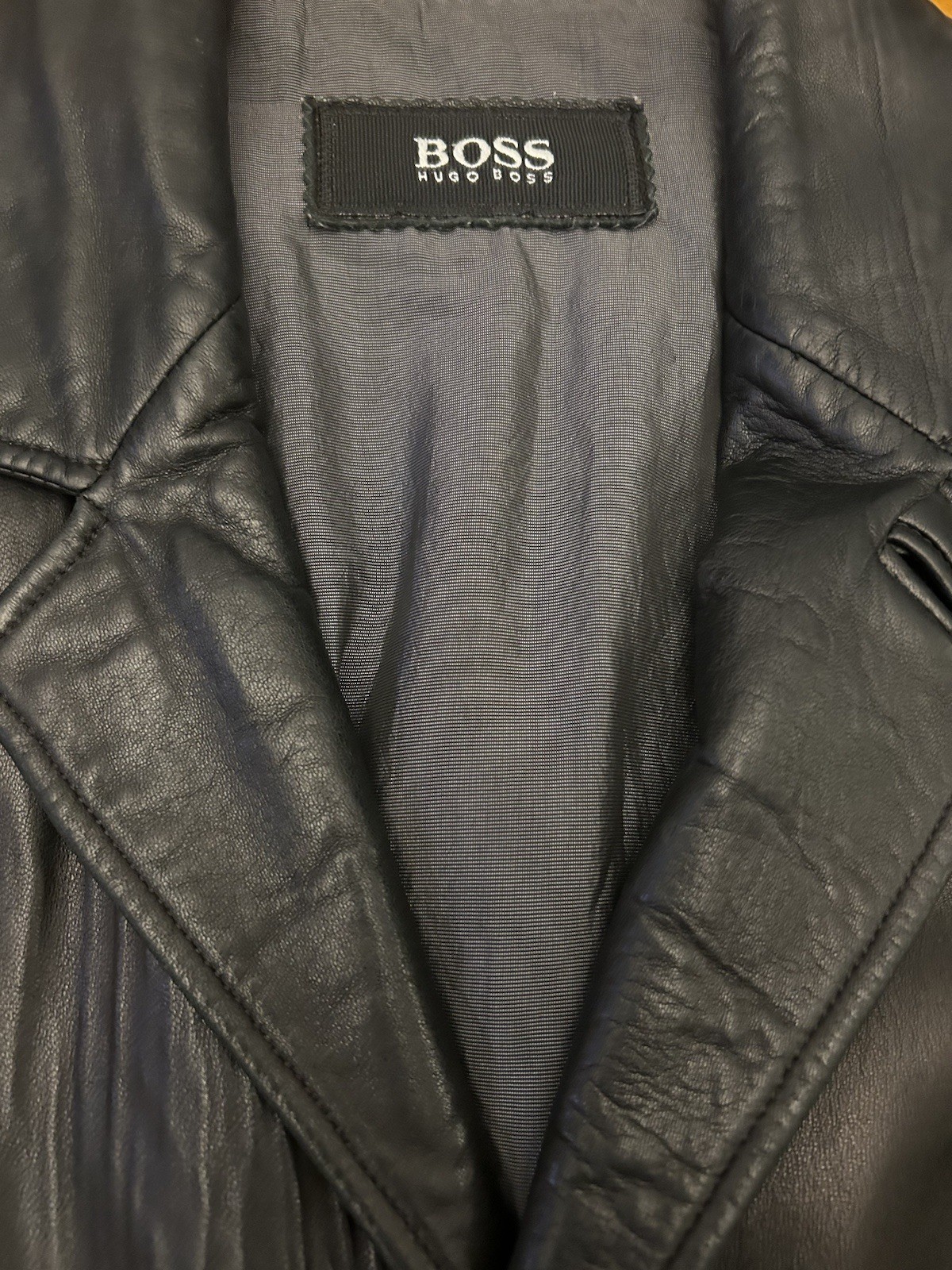 Hugo Boss Lamb Leather 26/2 Italian Nappa Black Jacket Mens 48 Medium Vintage