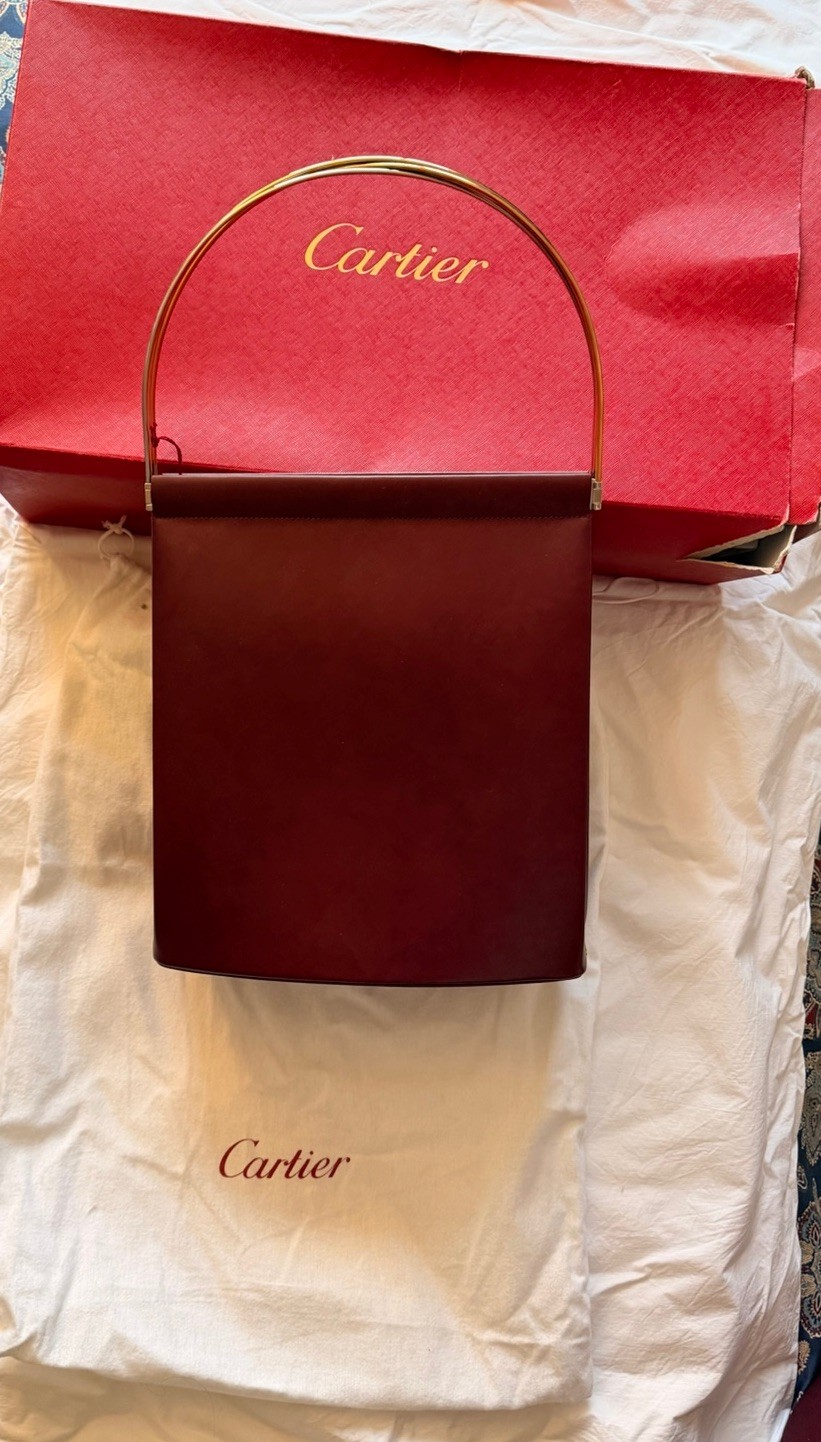 with tags Cartier Trinity Handbag Red Bordeaux original box mint con G1N