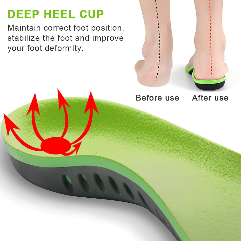 Pair Orthotic Shoe Insoles Inserts Flat Feet High Arch Support Plantar Fasciitis