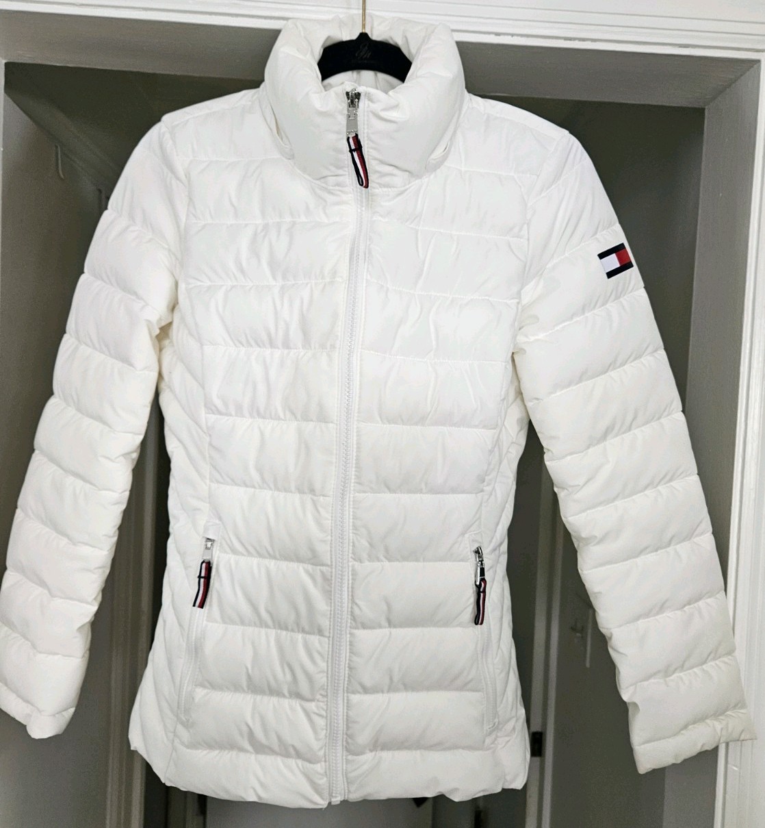 Tommy Hilfiger THFlex Women Puffer Jacket White Size XS Water Resistant No Hood