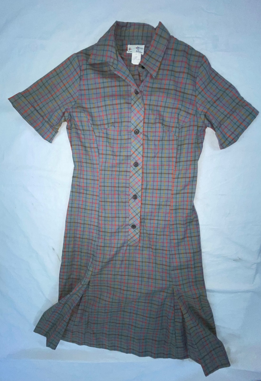 VTG 60S 70S WOMENS SMALL STRIPED UNIFORM BUTTON FRONT ROCKABILLY SCOOTER DRESS