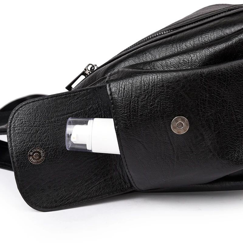 Women’s PU Leather Shoulder Bag Large Capacity Zipper Tote Handbag Casual