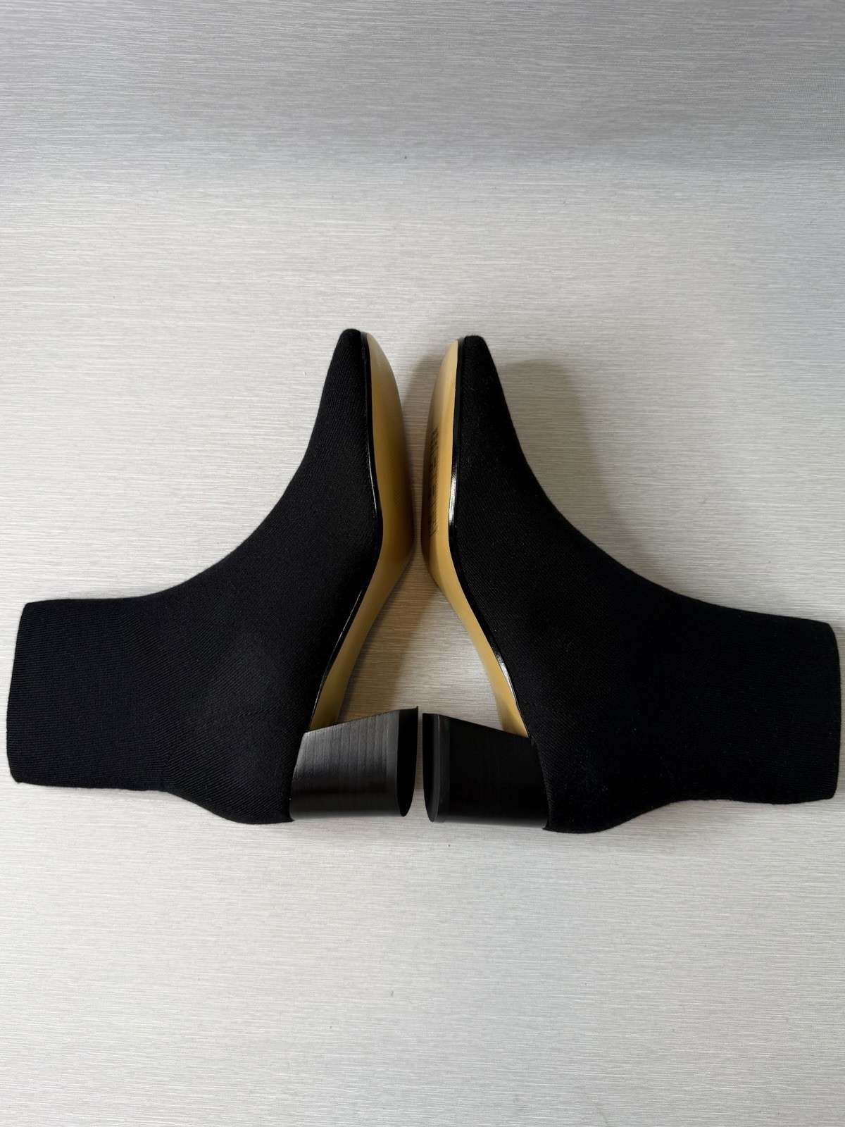 Everlane The Day Boot ReKnit Black Stretch Ankle Boots Block Heel Size 9 NWB