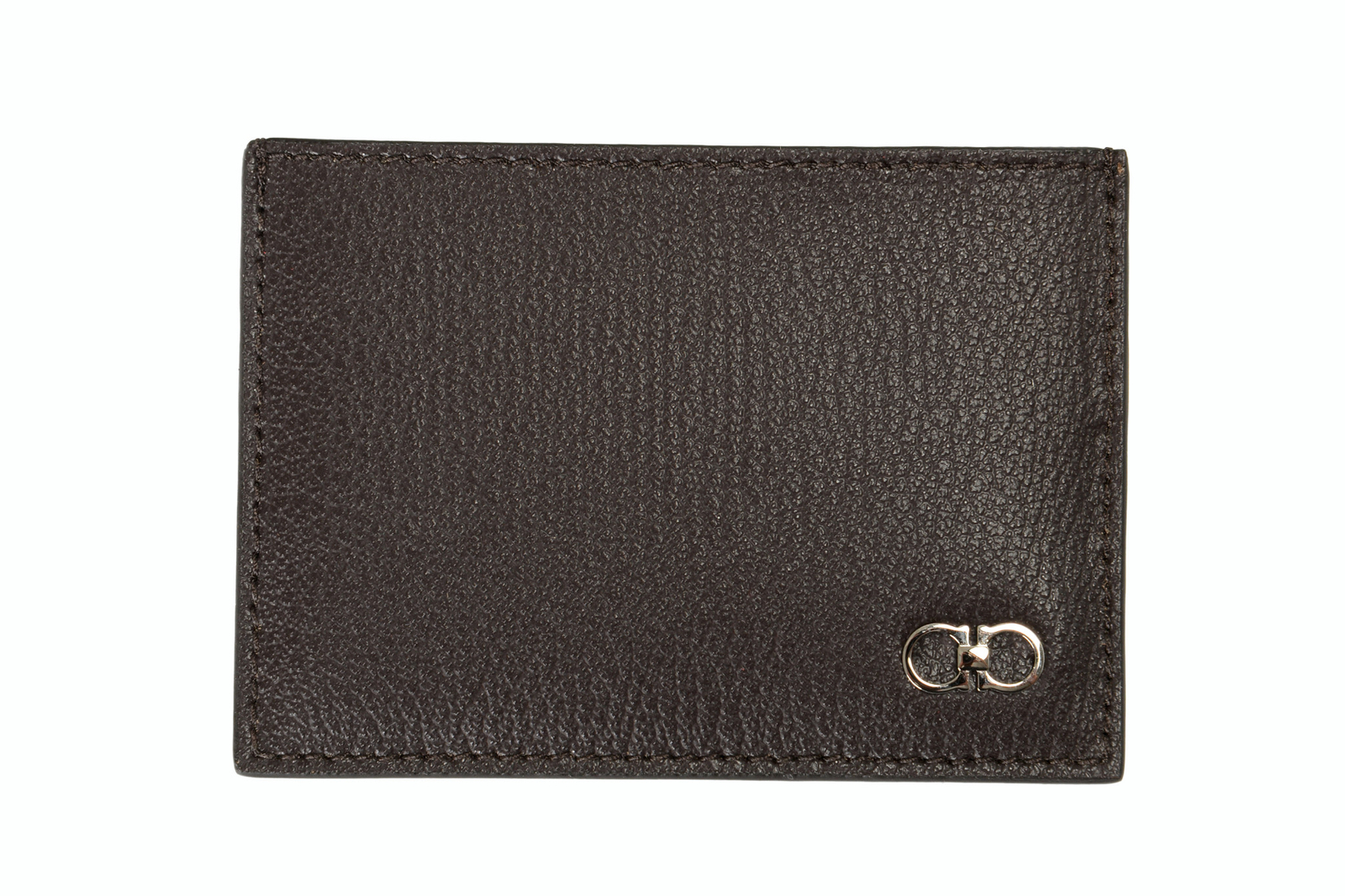 Salvatore Ferragamo Men’s Dark Brown 100% Textured Leather Card Case
