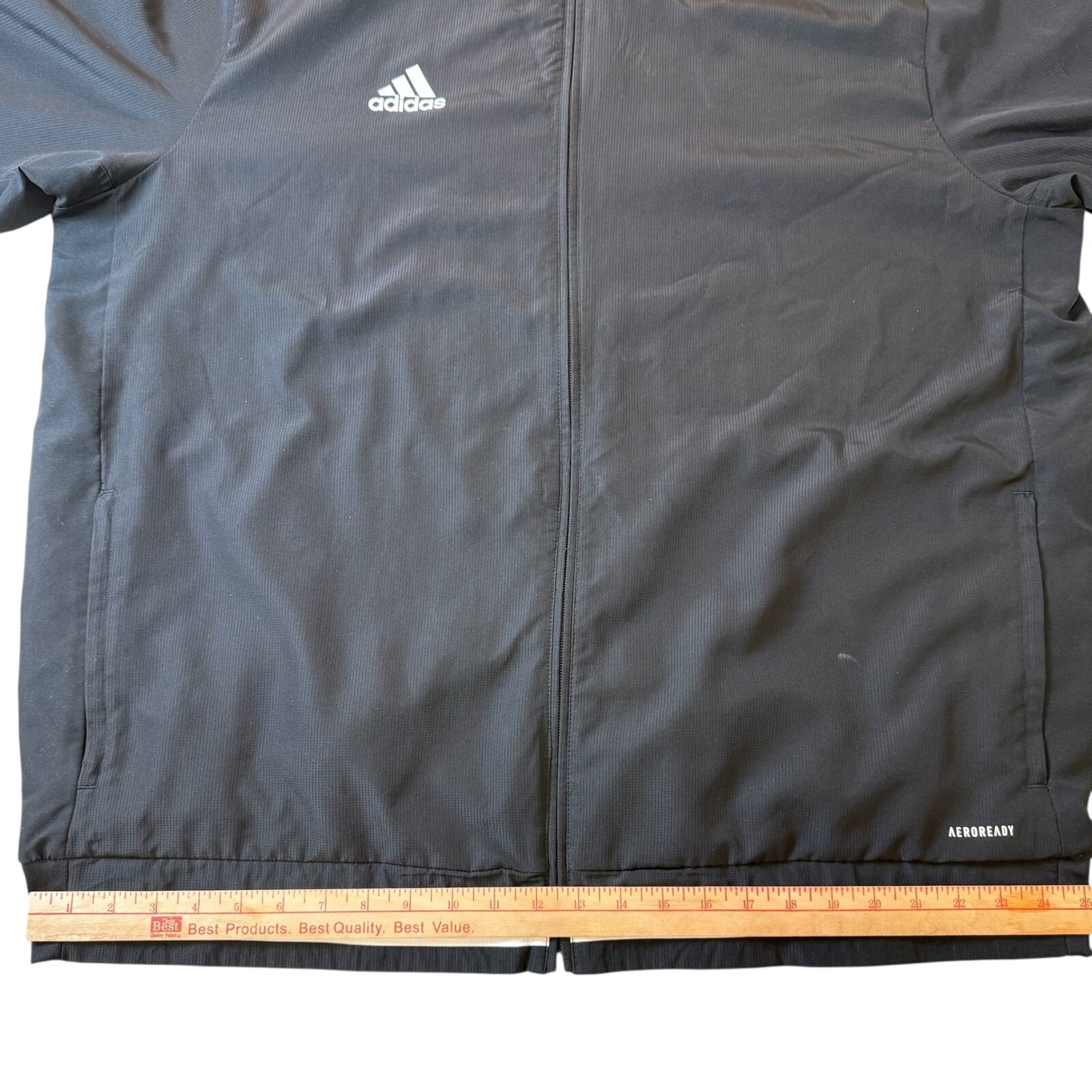 Adidas Jacket Men’s 2XL Aeroready Black Full Zip Windbreaker All Season DW6876