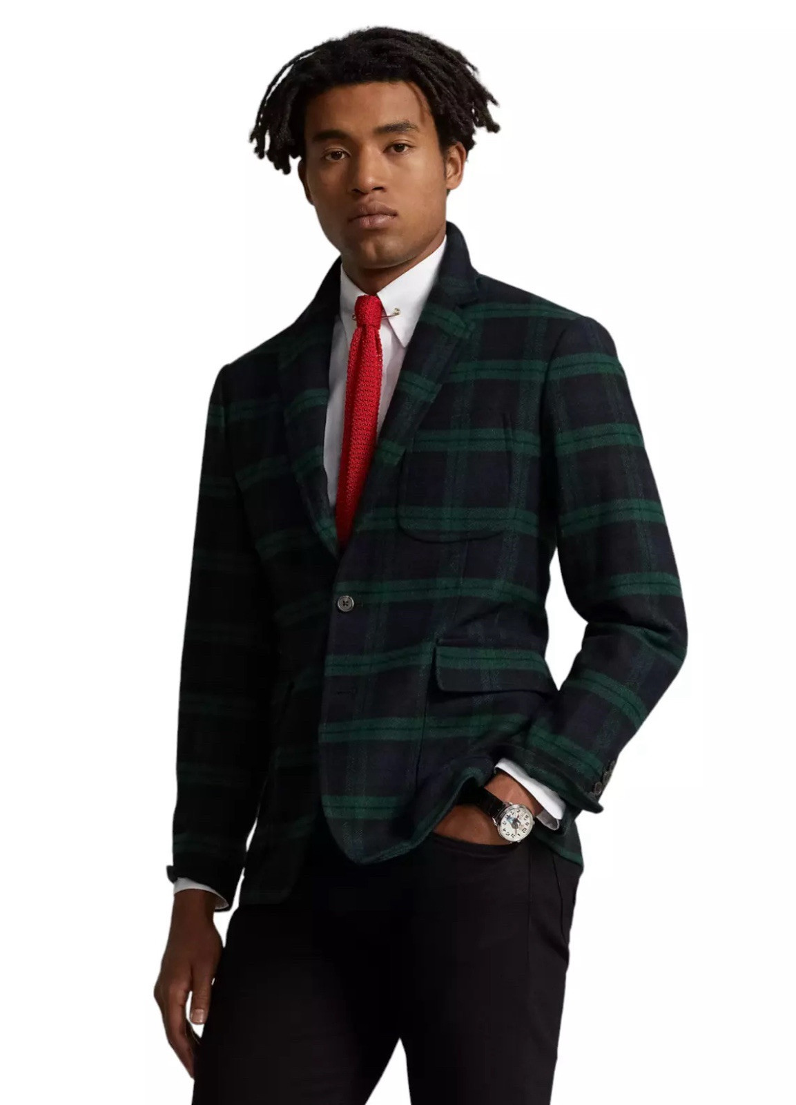 Polo Ralph Lauren Men’s Wool Blend 3 Button Blackwatch Tartan Plaid Blazer 44R