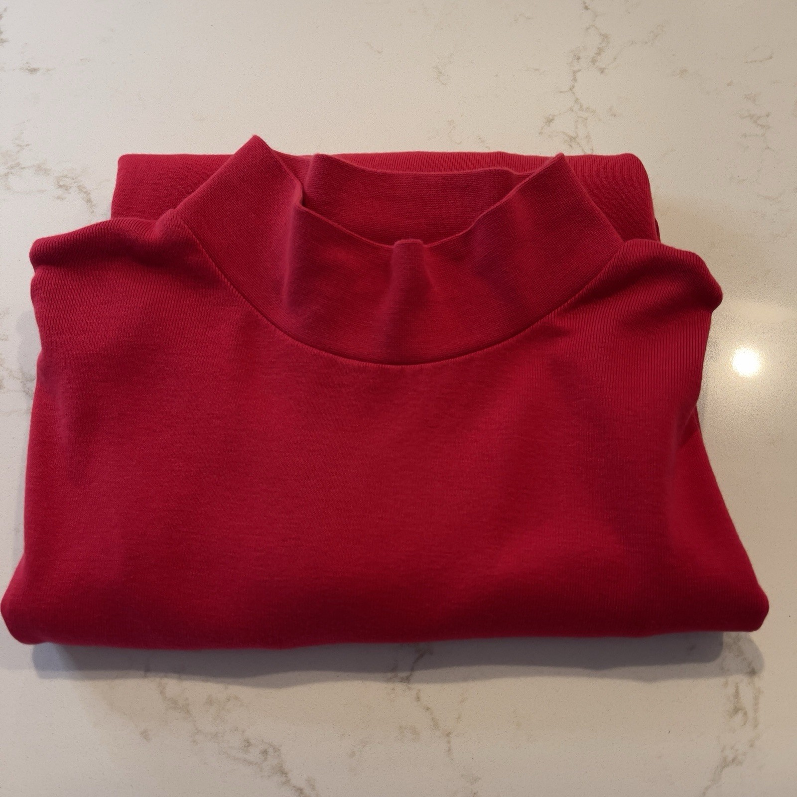 Kim Rogers Large Mock Turtleneck Knit Top Long Sleeve Red Classic Holiday