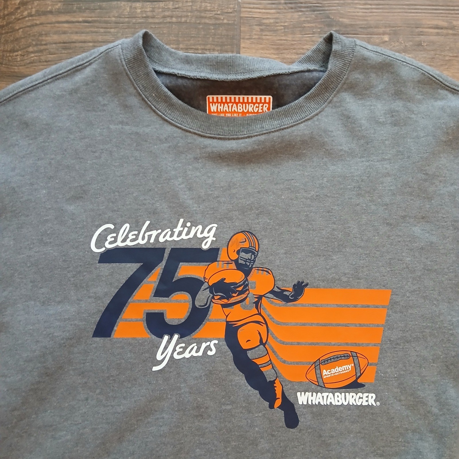 Whataburger Academy Sports Sweatshirt Mens Large Grey 75 Years Football Pullover
