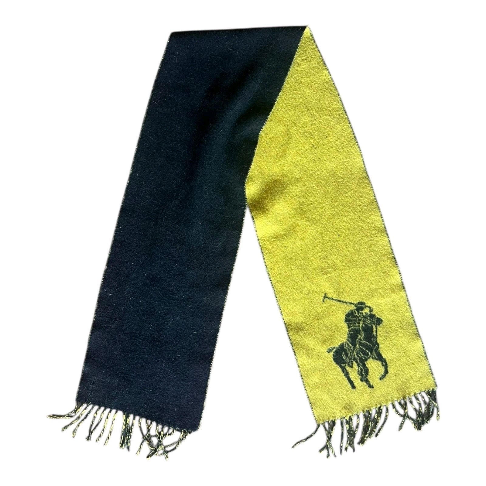 Vintage Ralph Lauren Men Scarf Polo Muffler Black Yellow Limited Edition Mint