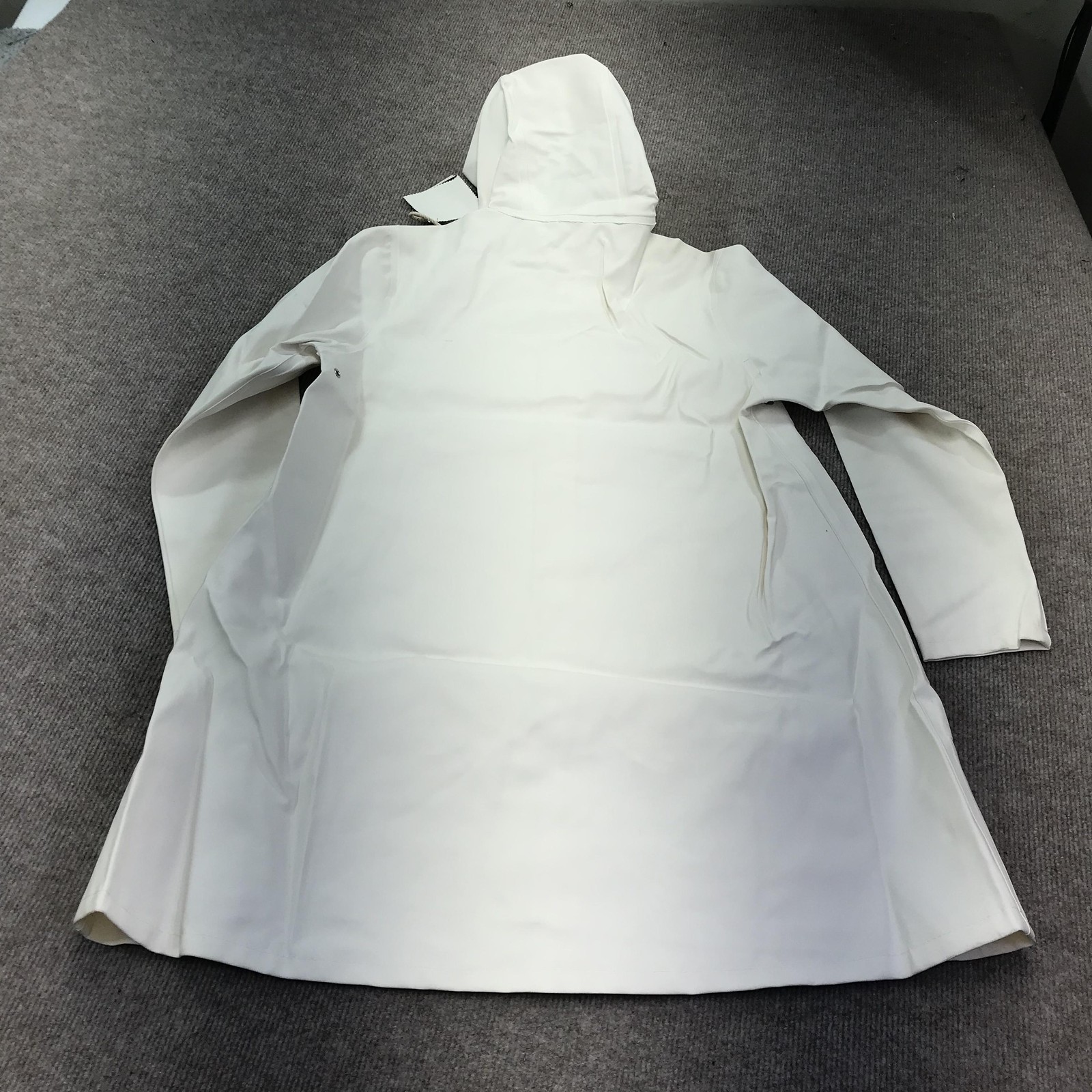 Stutterheim Raincoat Womens XS White Hooded Long Waterproof Jacket Coat