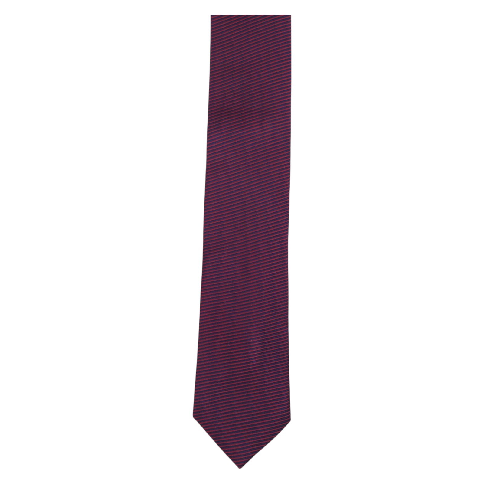 NAUTICA Mens Silk Tie Burgundy Navy Thin Stripe Woven 2.75 Slim Designer Necktie