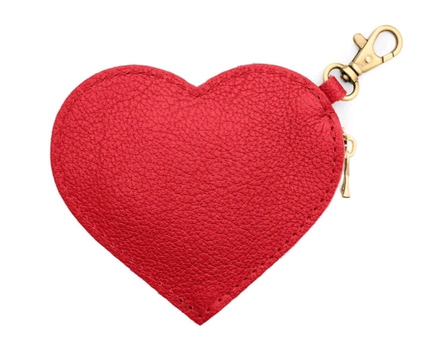 New Wrapped Portland Leather Goods CHERRY Red Heart Pouch Keychain Purse Charm