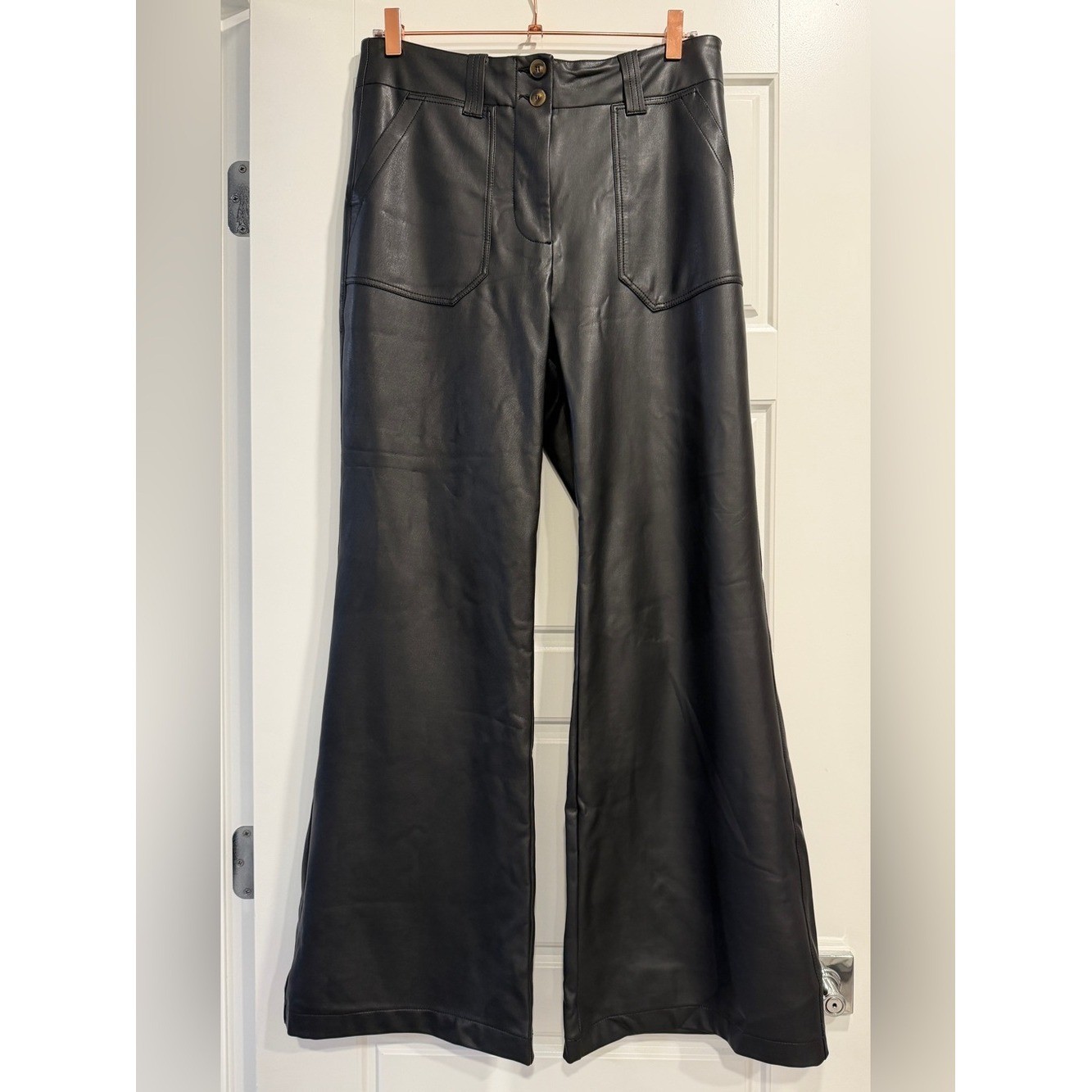 Maeve Naomi Wide Leg Faux Leather Pants Womens 10 Soft Machine Washable
