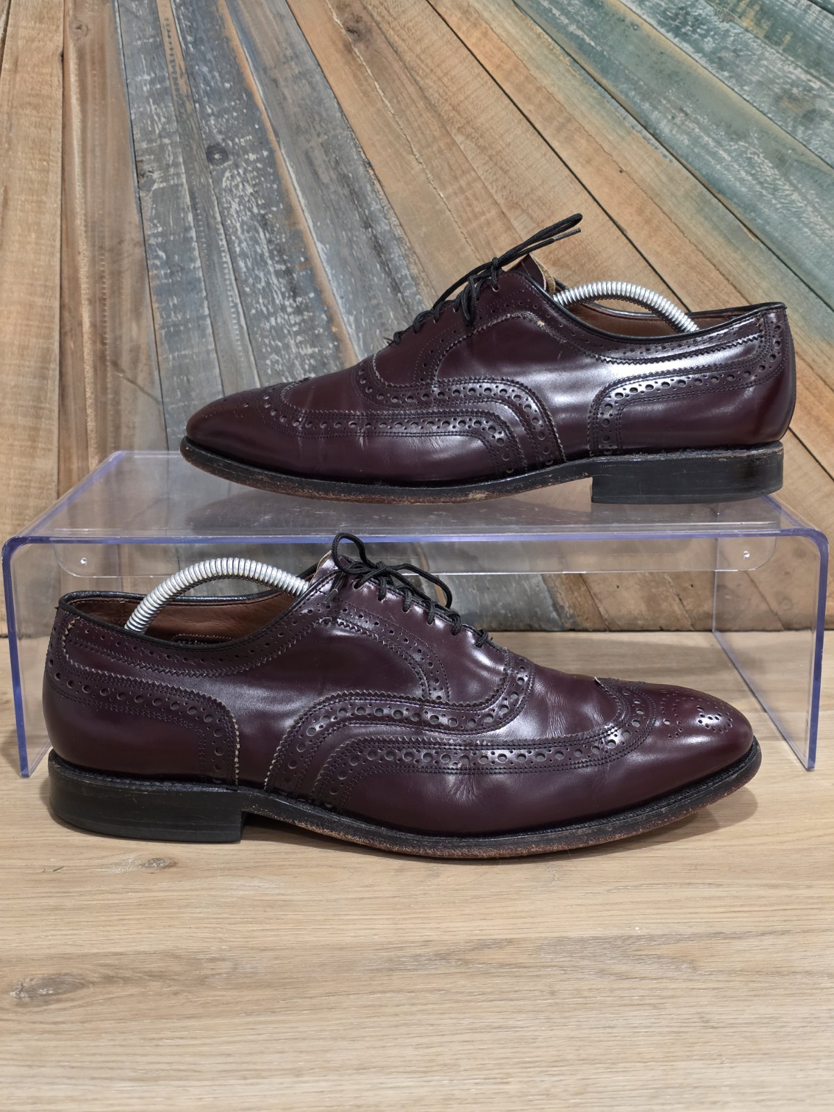 Allen Edmonds McAllister Wingtip Oxfords Burgundy 9 EEE USA Leather Wide