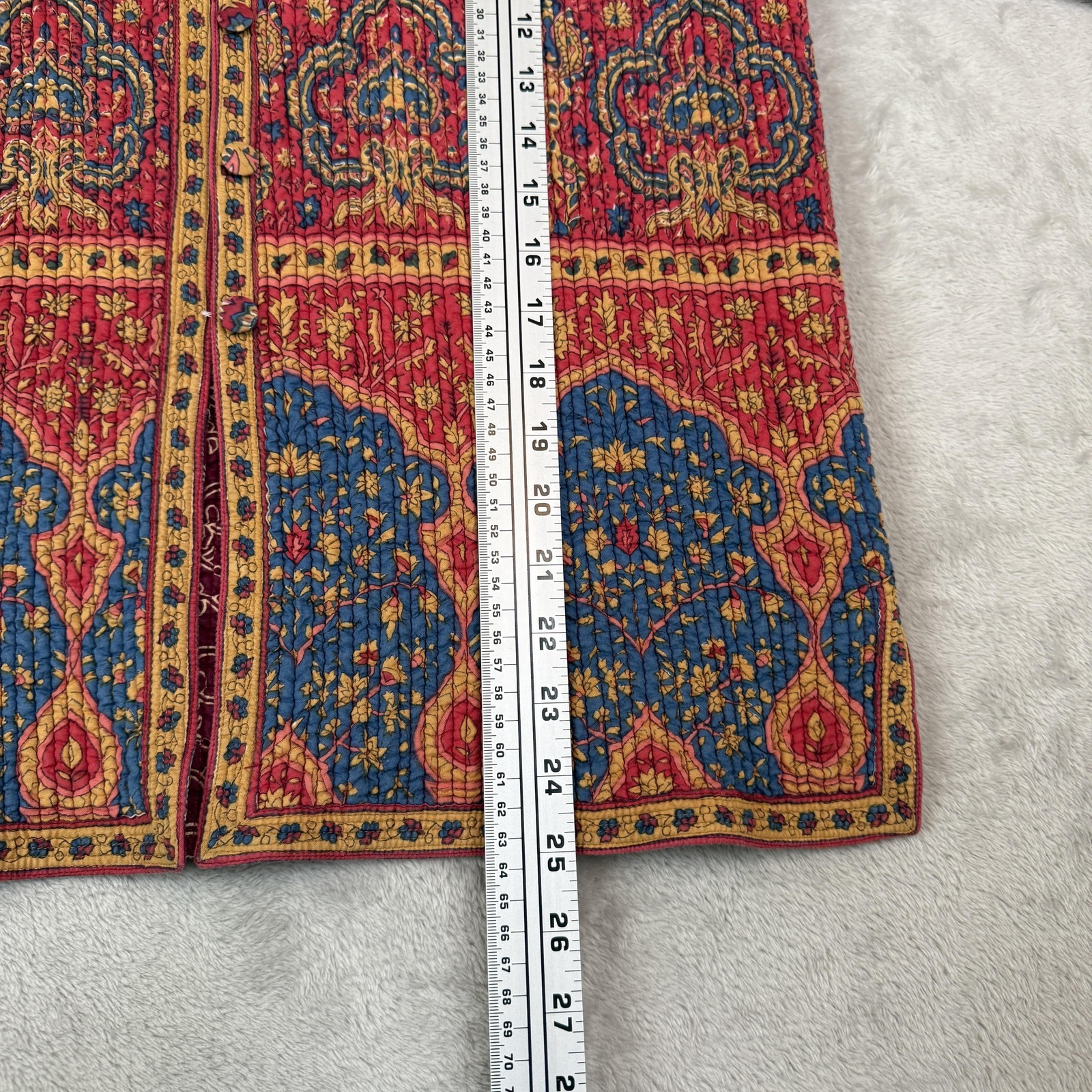 Vtg Orvis Reversible Quilted Jacket Womens M Paisley Boho Hippie Artsy Cardigan