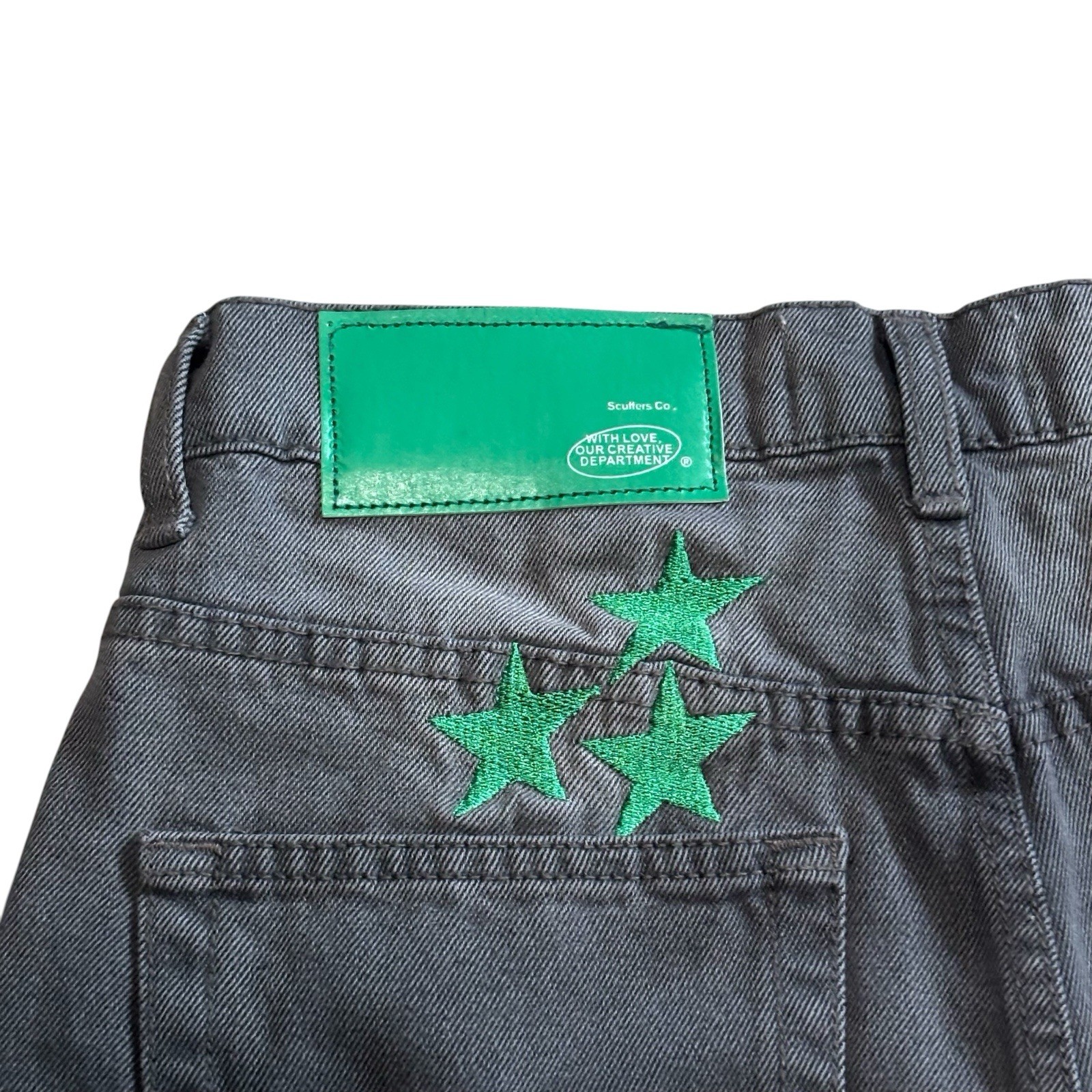 Scuffers Jumbo 100% Cotton Baggy Wide-Leg Jeans Unisex Size 34 In Grey