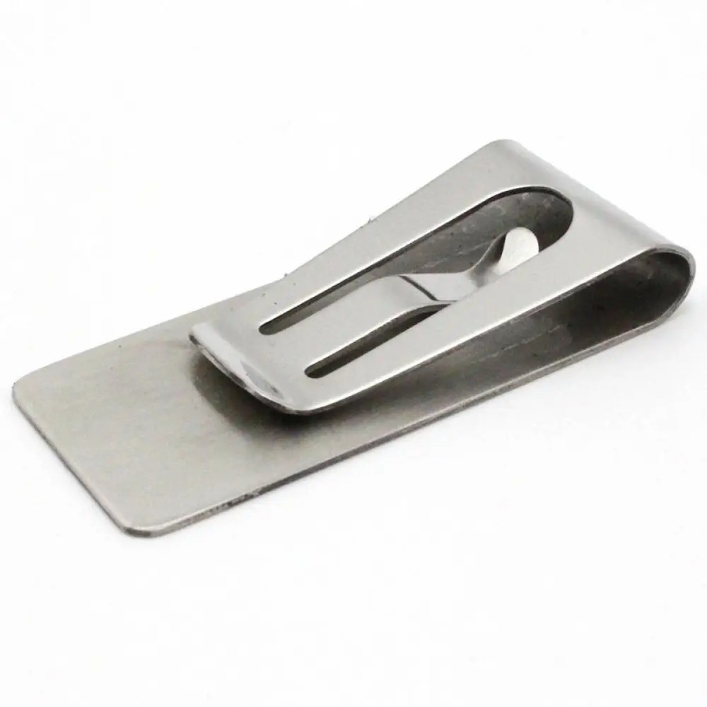 Black & Silver Stainless Steel Money Clip Metal Pocket Holder Wallet Credit Card