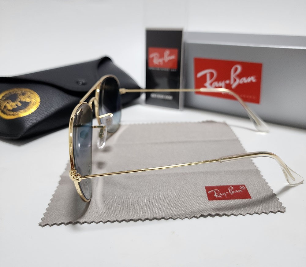 Ray-Ban RB3025 Aviator Pilot Sunglasses Gold Frame Gradient Blue Lens 58-14 mm