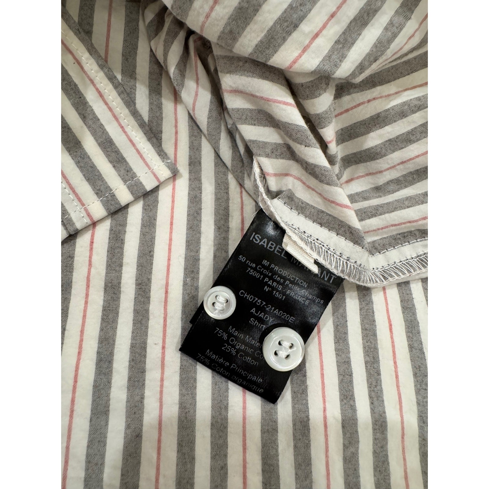 Isabel Marant Ajady Striped Button Down Shirt Women’s FR 36 Cotton French NWT