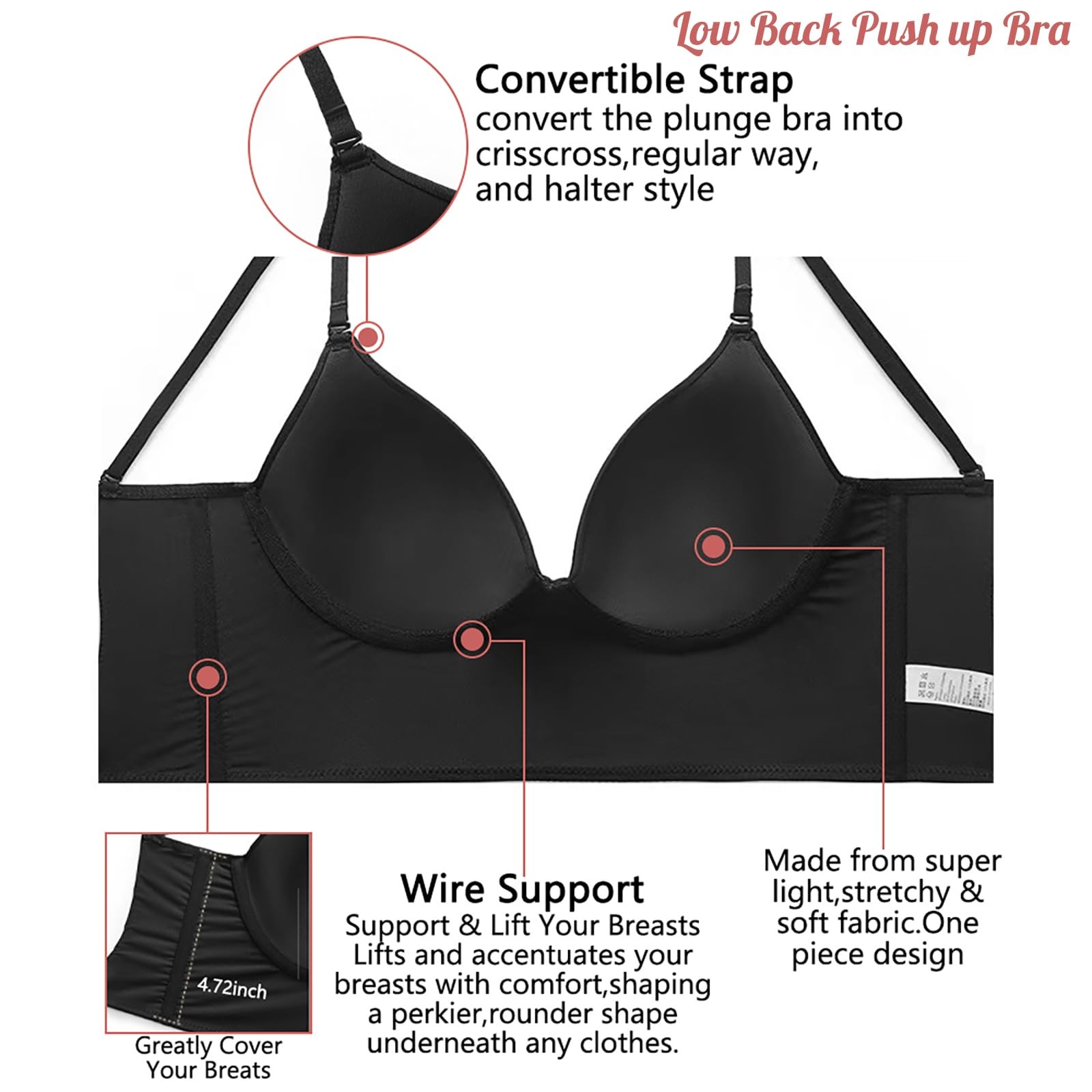 Low Back Bra Wireless Padded Bralette Comfort Halter Backless Cross Multiway USA
