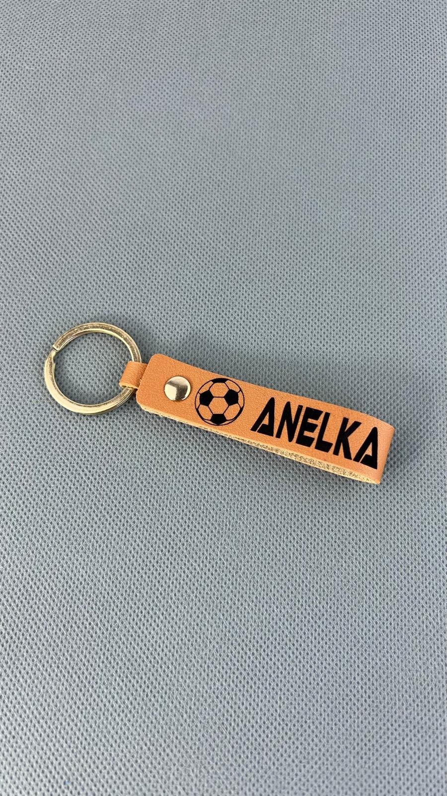 Handmade Leather Keychain Personalized Text Name Logo Custom Gift for Him Her