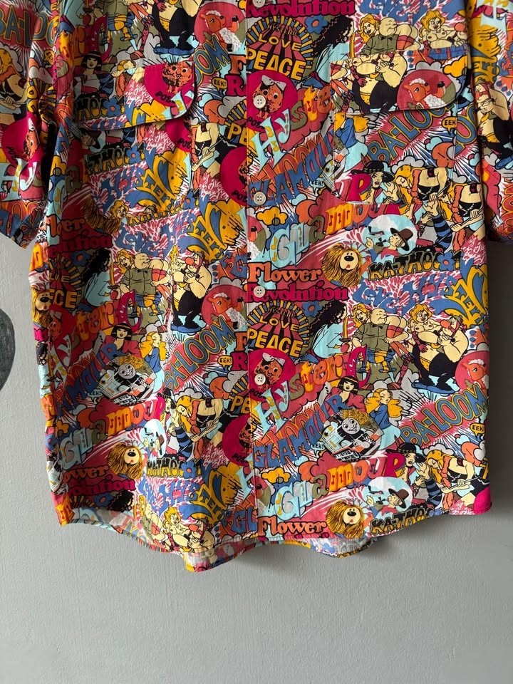 Hysteric Glamour Japan Shirt All-Over Print Cotton Flap Pockets Rare