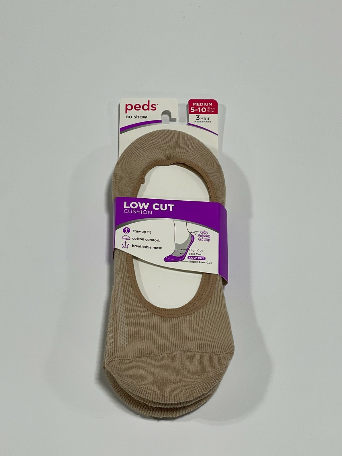 Womens Peds Nude Low Cut Cushion Liner Socks 3 pck NEW! NWT