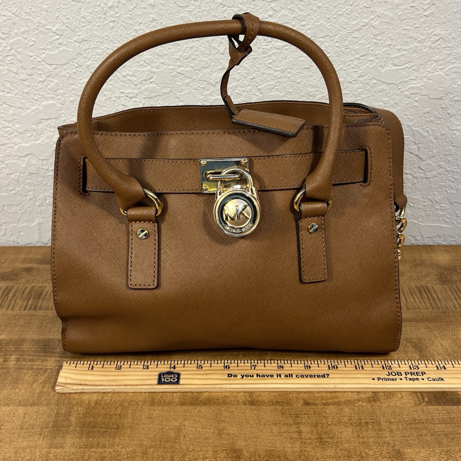 Michael Kors Brown Medium Satchel Top Handle Shoulder Strap Gold Hardware Lock