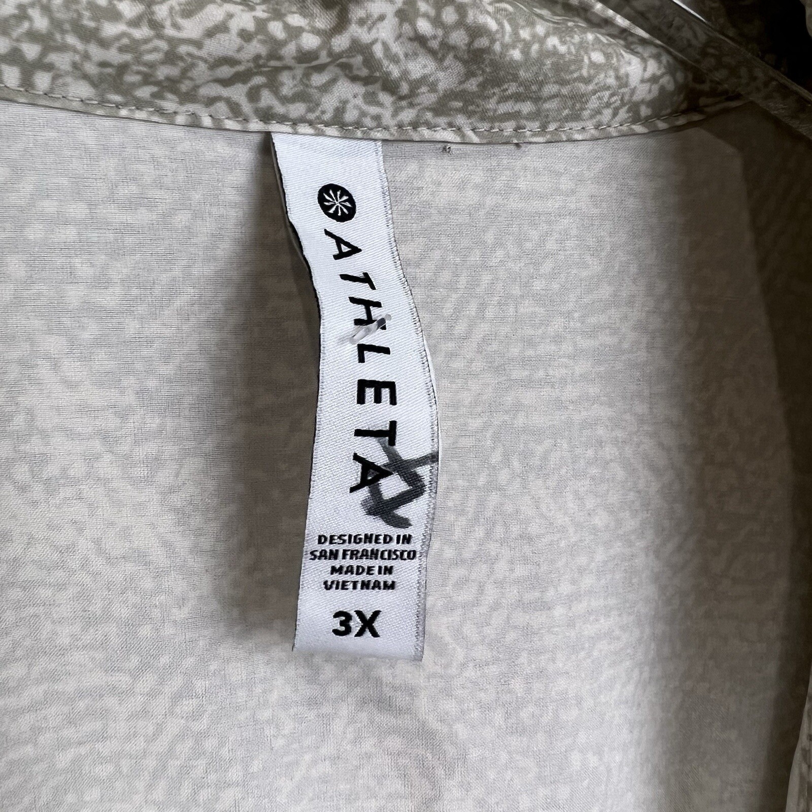 NWT Athleta Zuma Printed Shirtdress Women 3X Grey Featherweight Stretch UPF