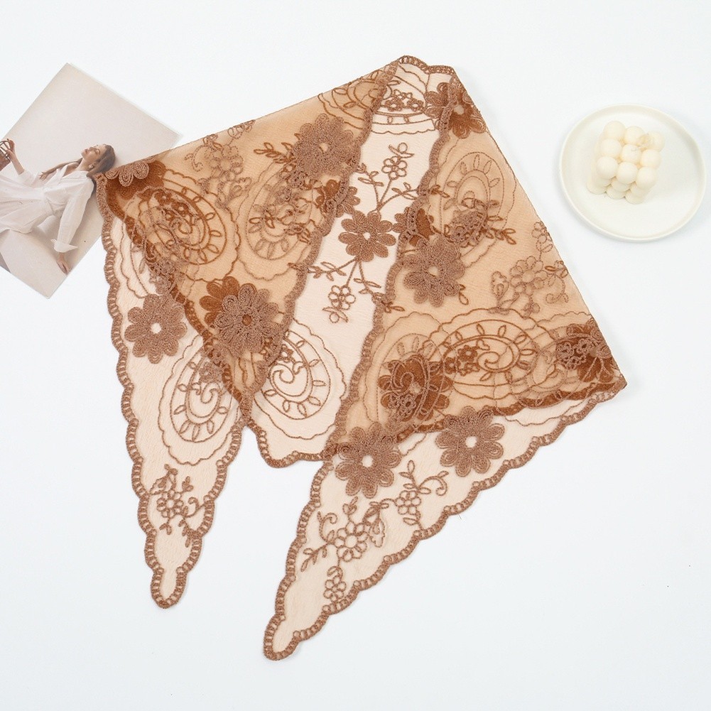 Triangle Lace Embroidered Scarf Shawl Headscarf for Year Round Fashion Use