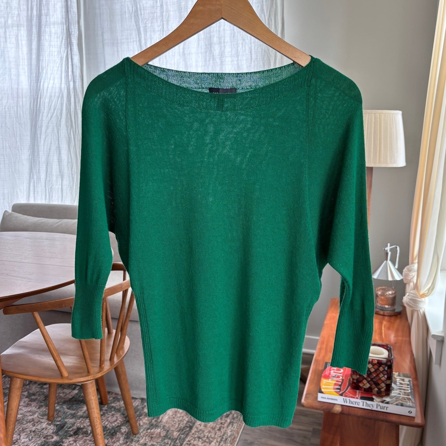 2010s The Limited Wool Blend Boat Neck Lightweight Knit Batwing Sweater Top XS