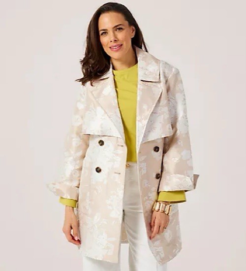 MarlaWynne Jacquard Spring Trench Sand Size Large