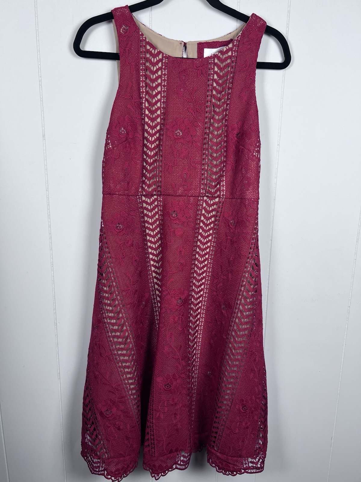 Anthropologie Red Lace Sleeveless A-Line Dress size 4
