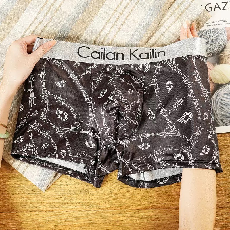 5-Pack Men’s Ice Silk Boxer Briefs Funny Novelty Printed Underwear Breathable