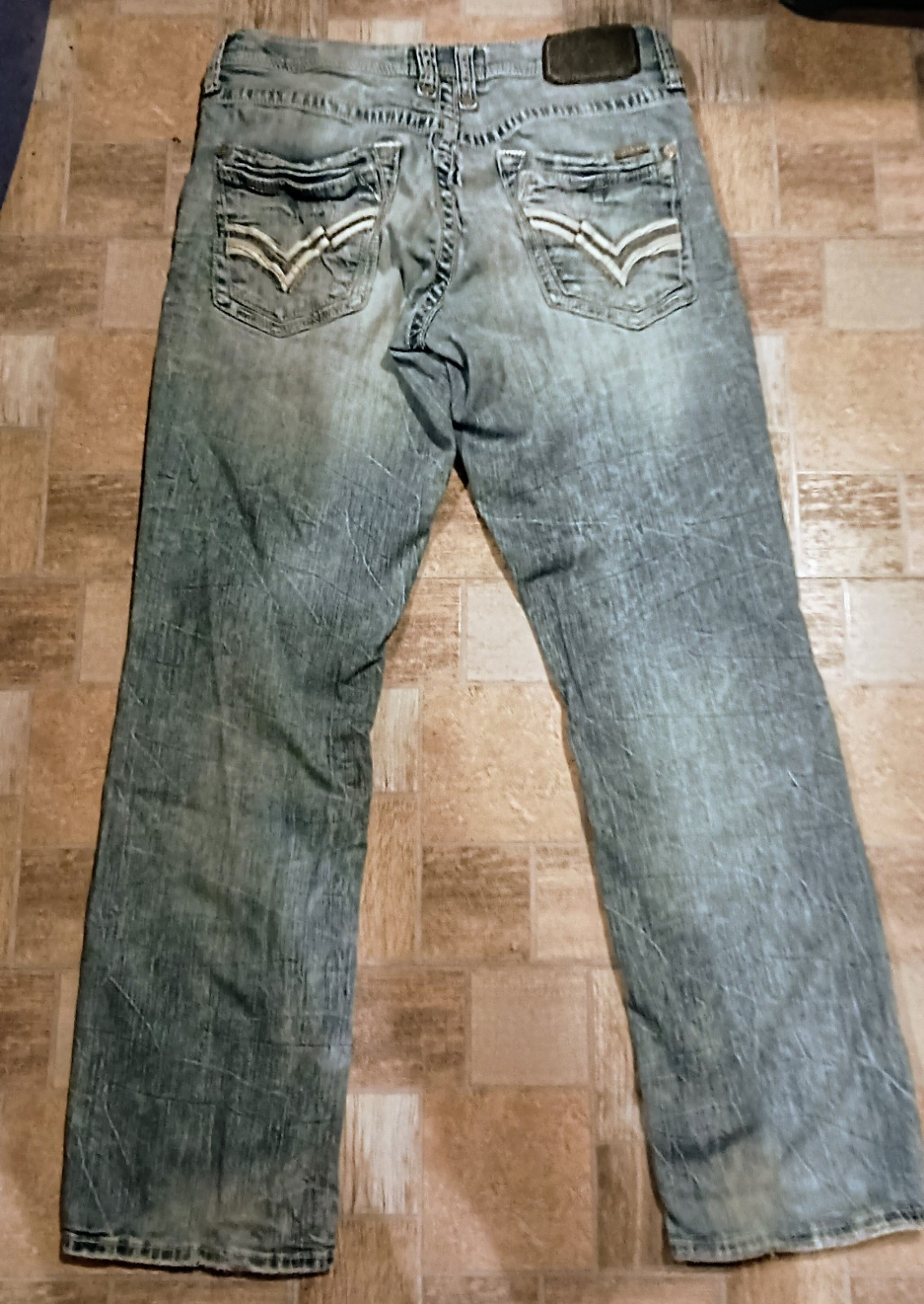 Salvage By Buckle Mens Mayhem Straight Jeans Mens 31R Distressed Acid Wash BKE