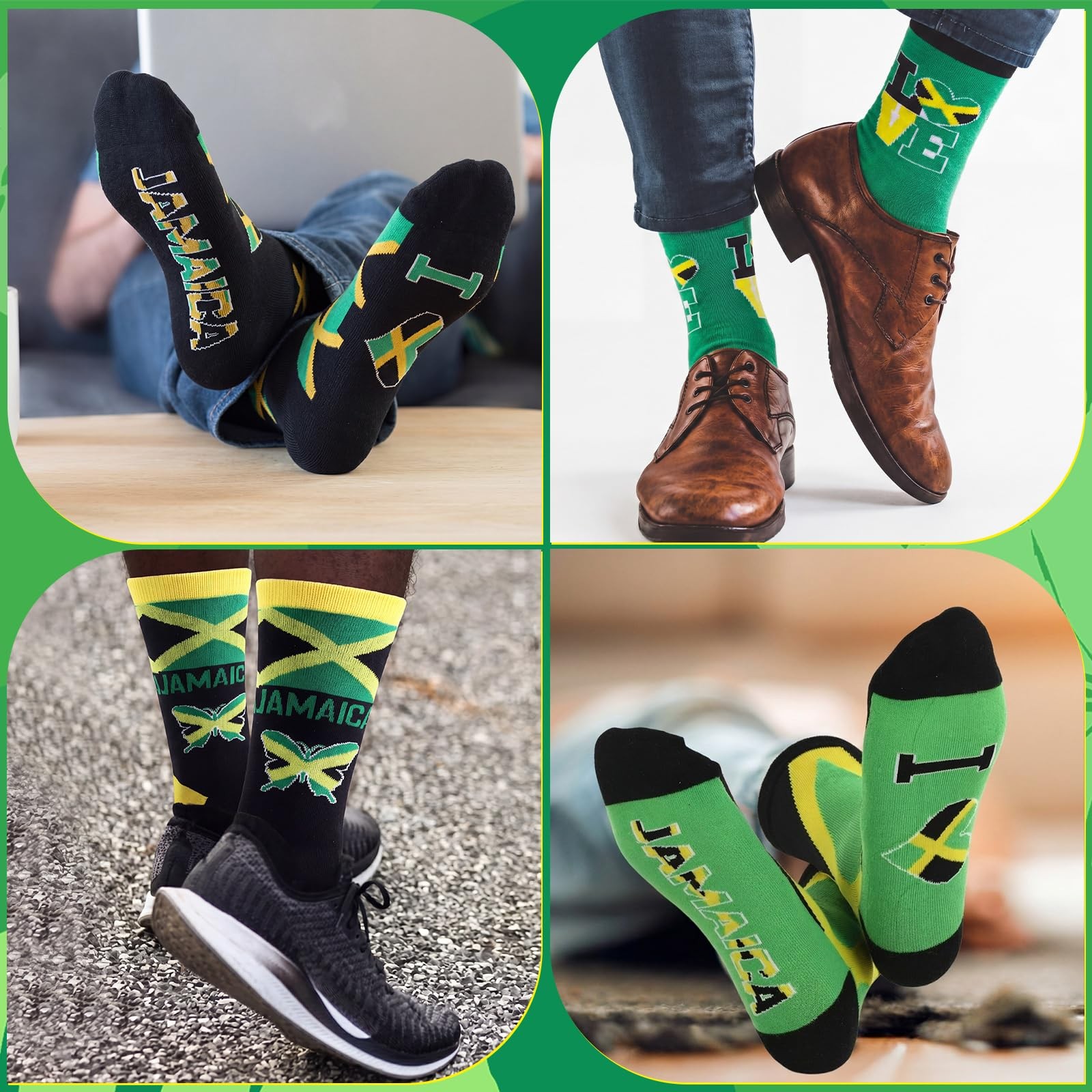 8 Pairs Jamaican Socks for Men Women Jamaican Flag Printed Breathable Cotton …