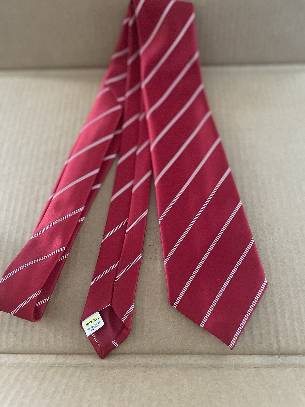VTG Classic Preppy Red & White Diagonal Stripes Retro NeckTie St Michael UK