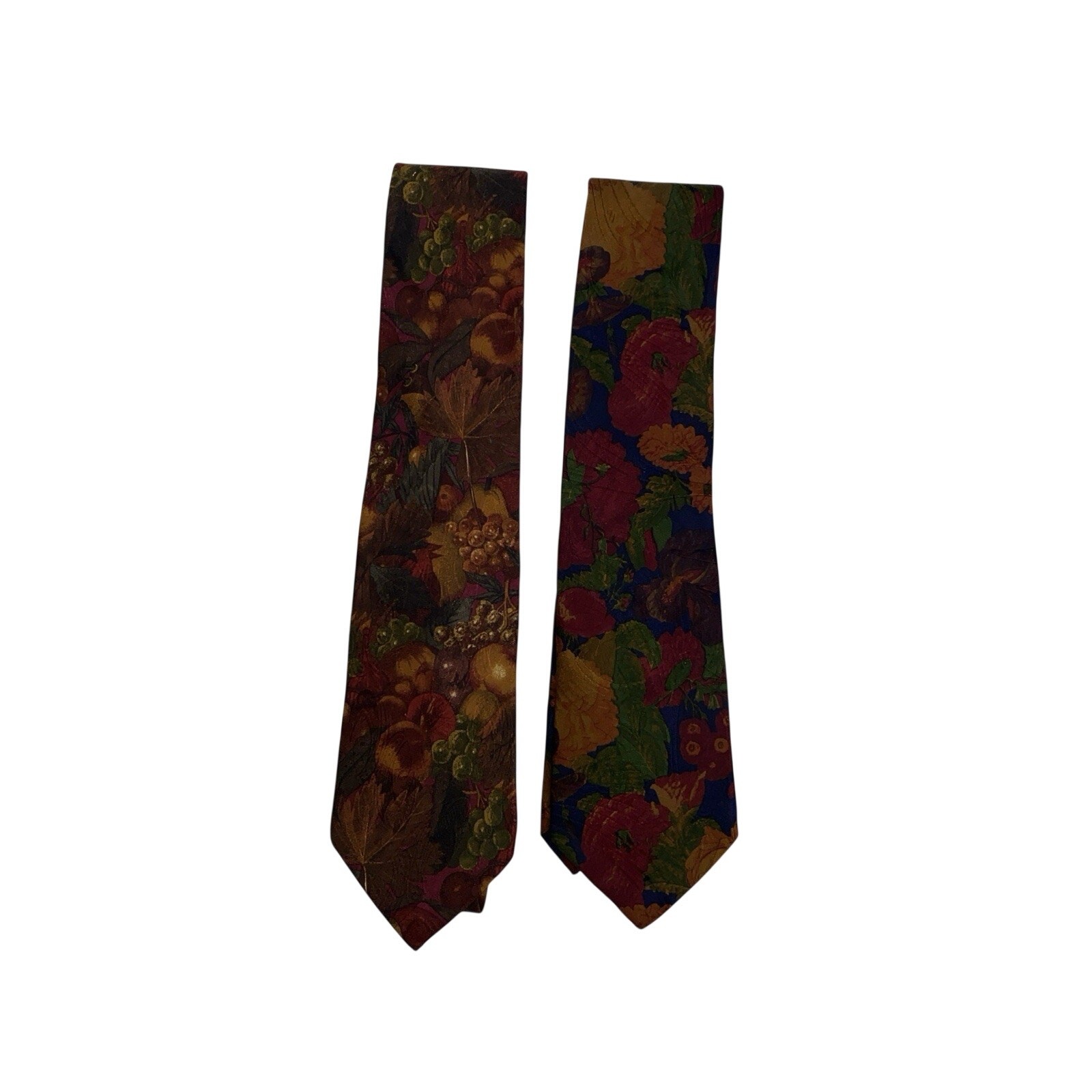 Lot (2): Brooks Brothers Ties Fall Floral Made in USA All Silk 3.5in