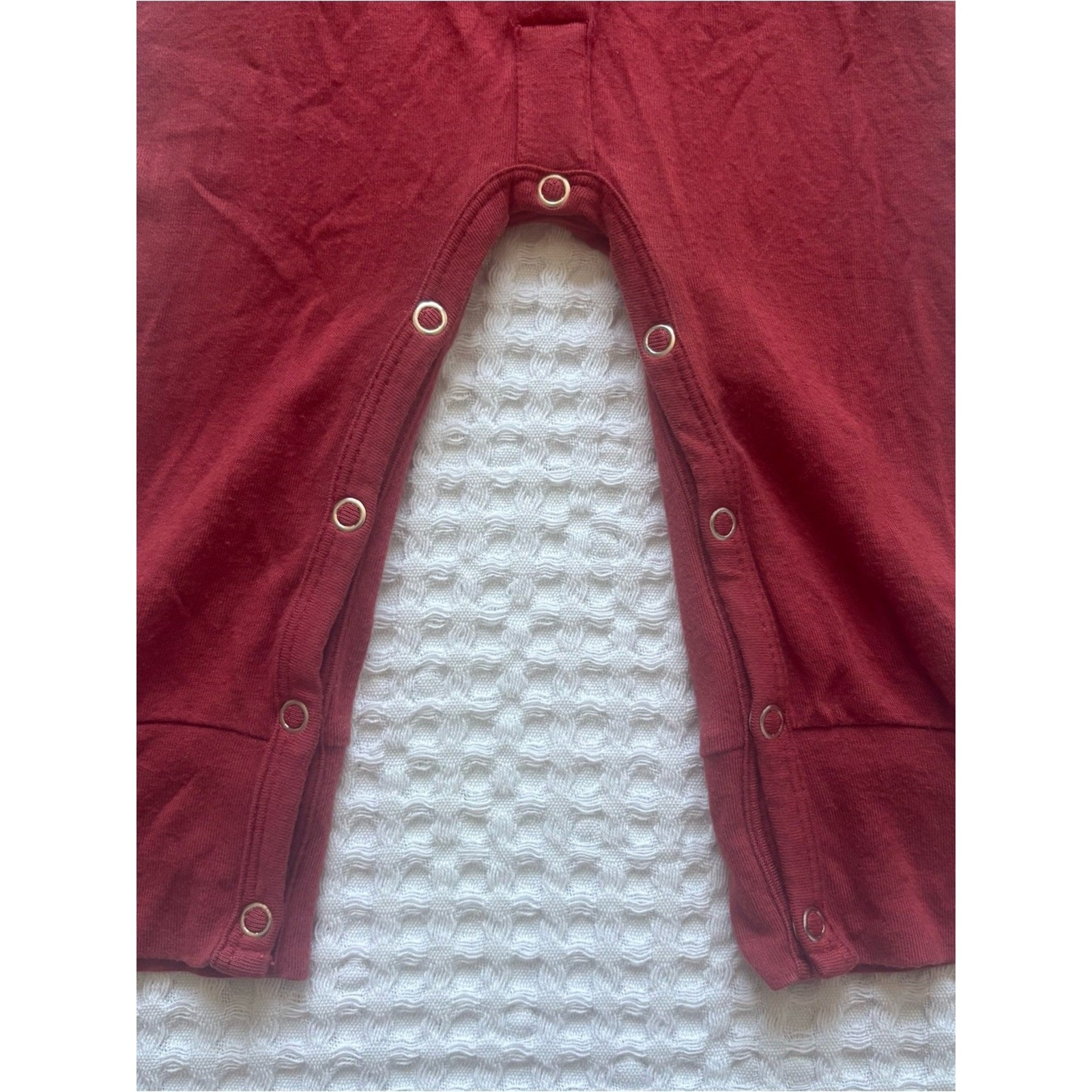 Kate Quinn Bamboo Sleeveless Button Romper Jumpsuit Terracotta Brick Red 6-12M