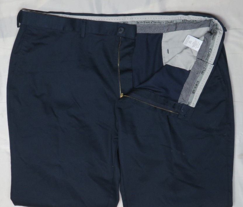 HAGGAR MEN PANT 44×29 NAVY CLASSIC FIT PREMIUM COMFORT DRESS SLACK HC01000